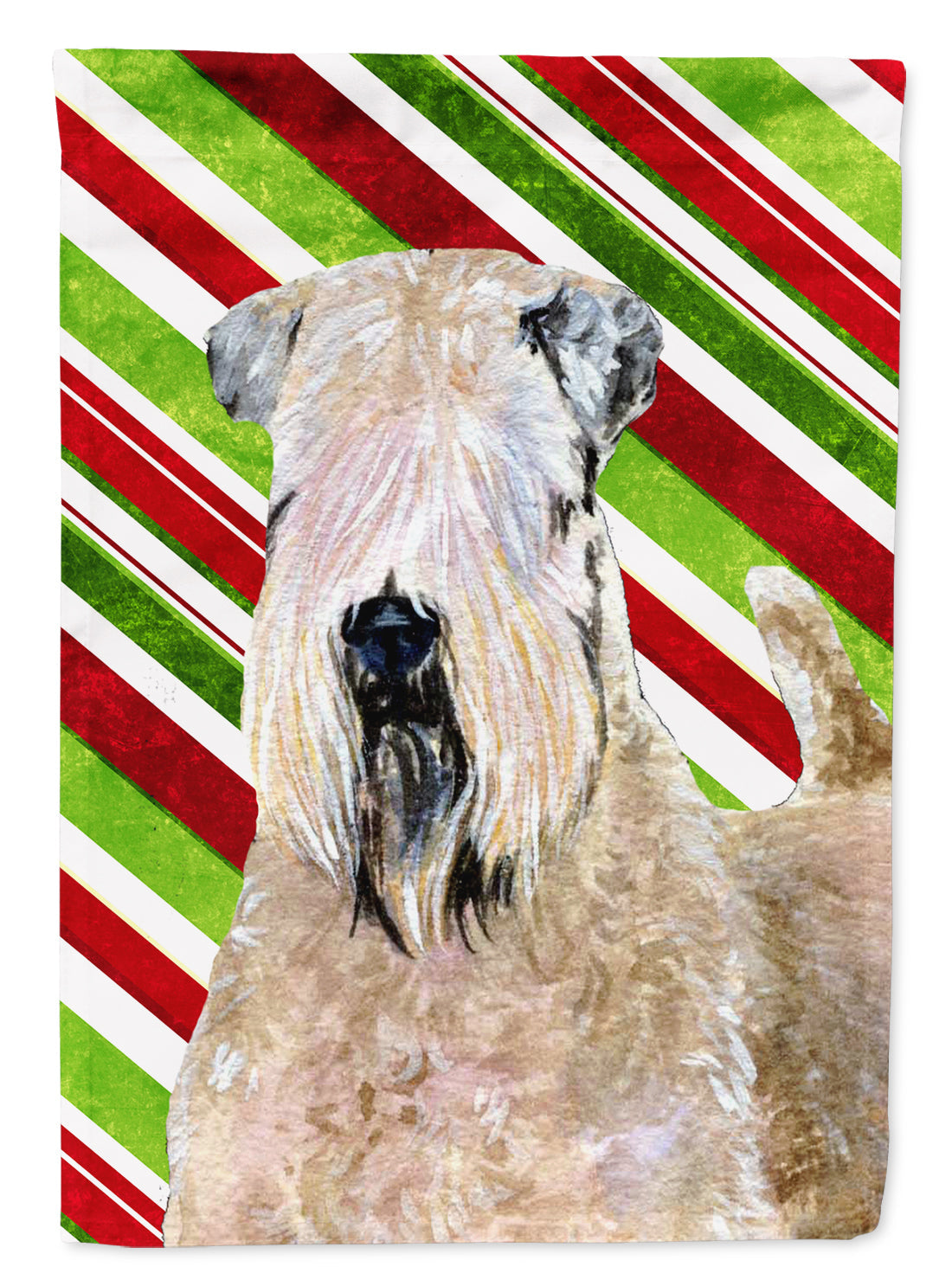 Wheaten Terrier Soft Coated Candy Cane Holiday Christmas Garden Flag Mailbox Decorative Yard Banner Outside Patio Artwork for Flower Beds, Garden Size, Multicolor