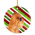 Brussels Griffon Candy Cane Holiday Christmas Ceramic Ornament Christmas Tree Hanging Decorations for Home Christmas Holiday, Party, Gift, 3 in, Multicolor