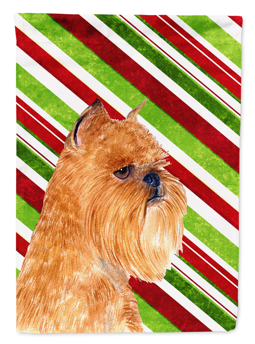 Brussels Griffon Candy Cane Holiday Christmas Garden Flag Mailbox Decorative Yard Banner Outside Patio Artwork for Flower Beds, Garden Size, Multicolor