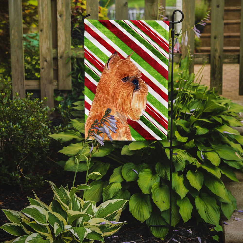 Brussels Griffon Candy Cane Holiday Christmas Garden Flag Mailbox Decorative Yard Banner Outside Patio Artwork for Flower Beds, Garden Size, Multicolor