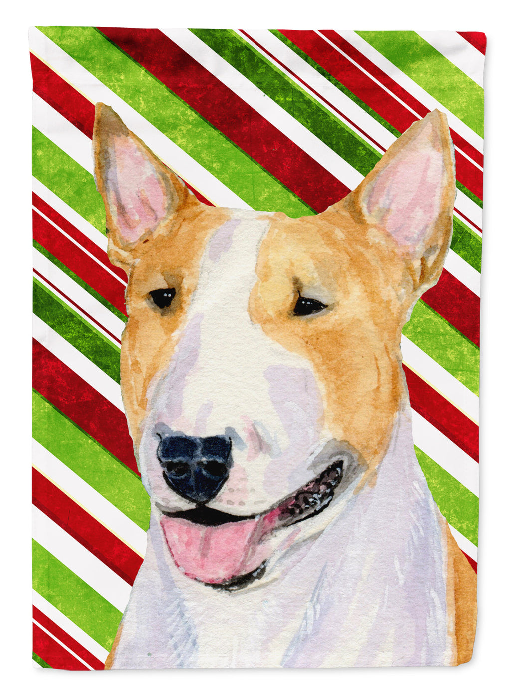 Bull Terrier Candy Cane Holiday Christmas Garden Flag Mailbox Decorative Yard Banner Outside Patio Artwork for Flower Beds, Garden Size, Multicolor