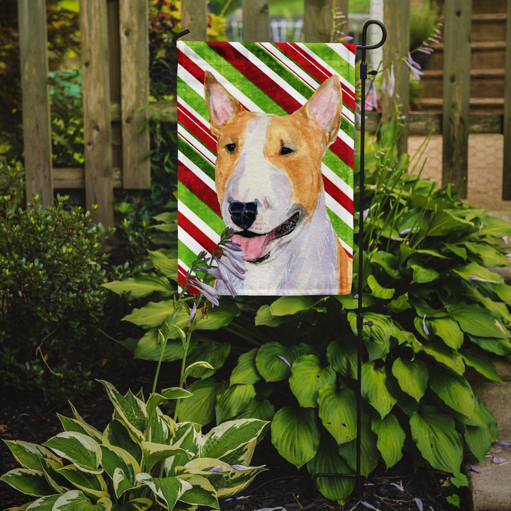 Bull Terrier Candy Cane Holiday Christmas Garden Flag Mailbox Decorative Yard Banner Outside Patio Artwork for Flower Beds, Garden Size, Multicolor