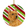 Norwich Terrier Candy Cane Holiday Christmas Ceramic Ornament Christmas Tree Hanging Decorations for Home Christmas Holiday, Party, Gift, 3 in, Multicolor