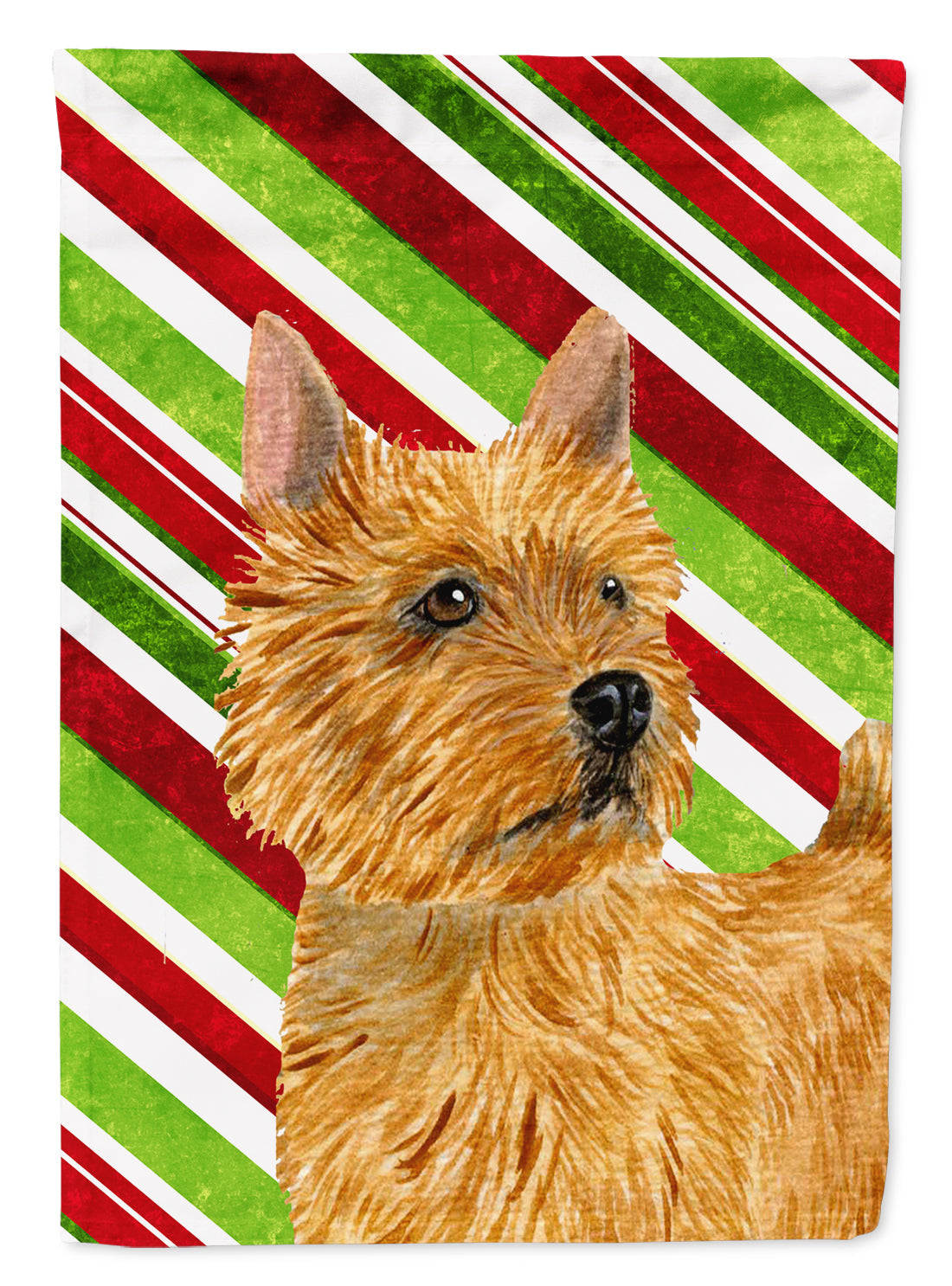 Norwich Terrier Candy Cane Holiday Christmas Garden Flag Mailbox Decorative Yard Banner Outside Patio Artwork for Flower Beds, Garden Size, Multicolor