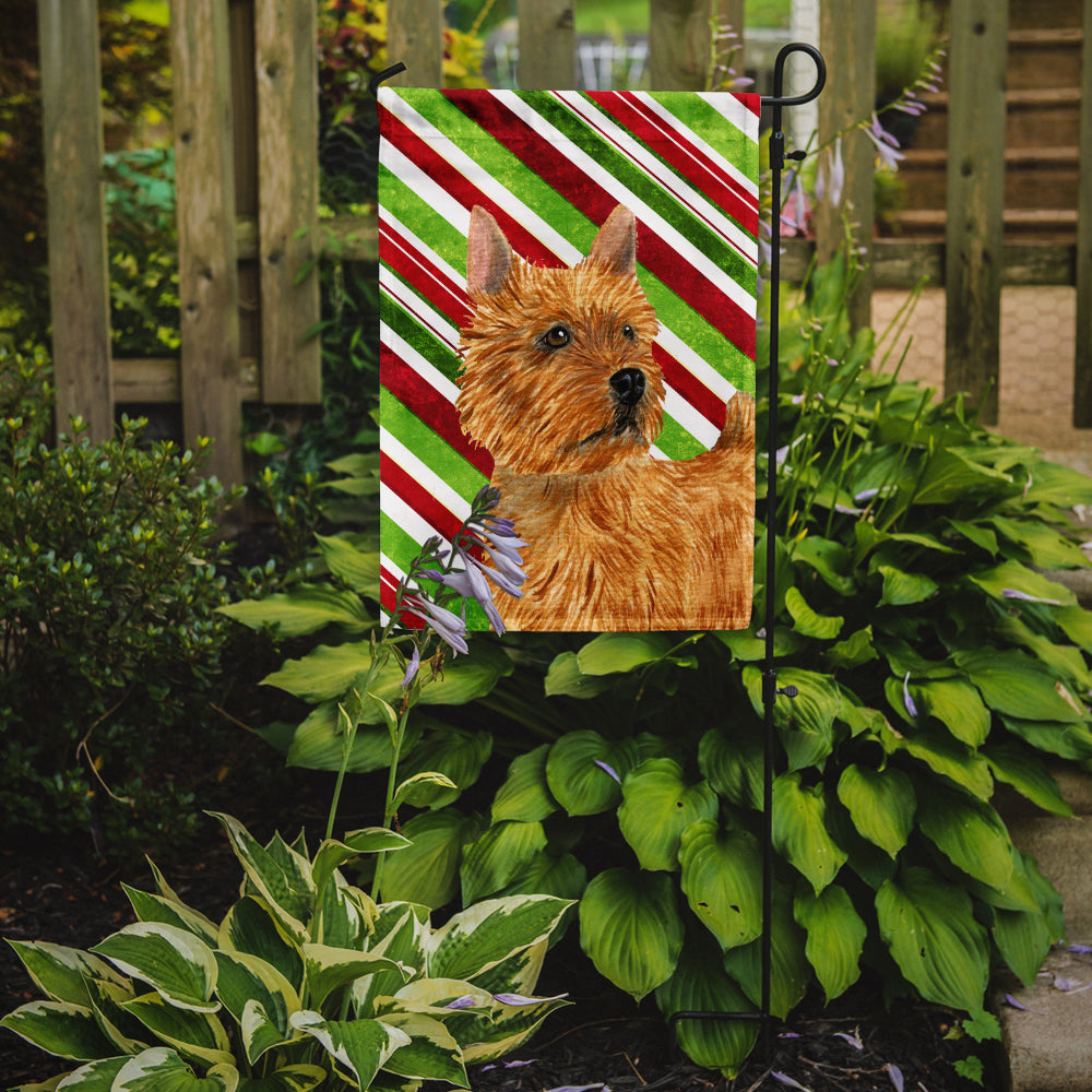 Norwich Terrier Candy Cane Holiday Christmas Garden Flag Mailbox Decorative Yard Banner Outside Patio Artwork for Flower Beds, Garden Size, Multicolor