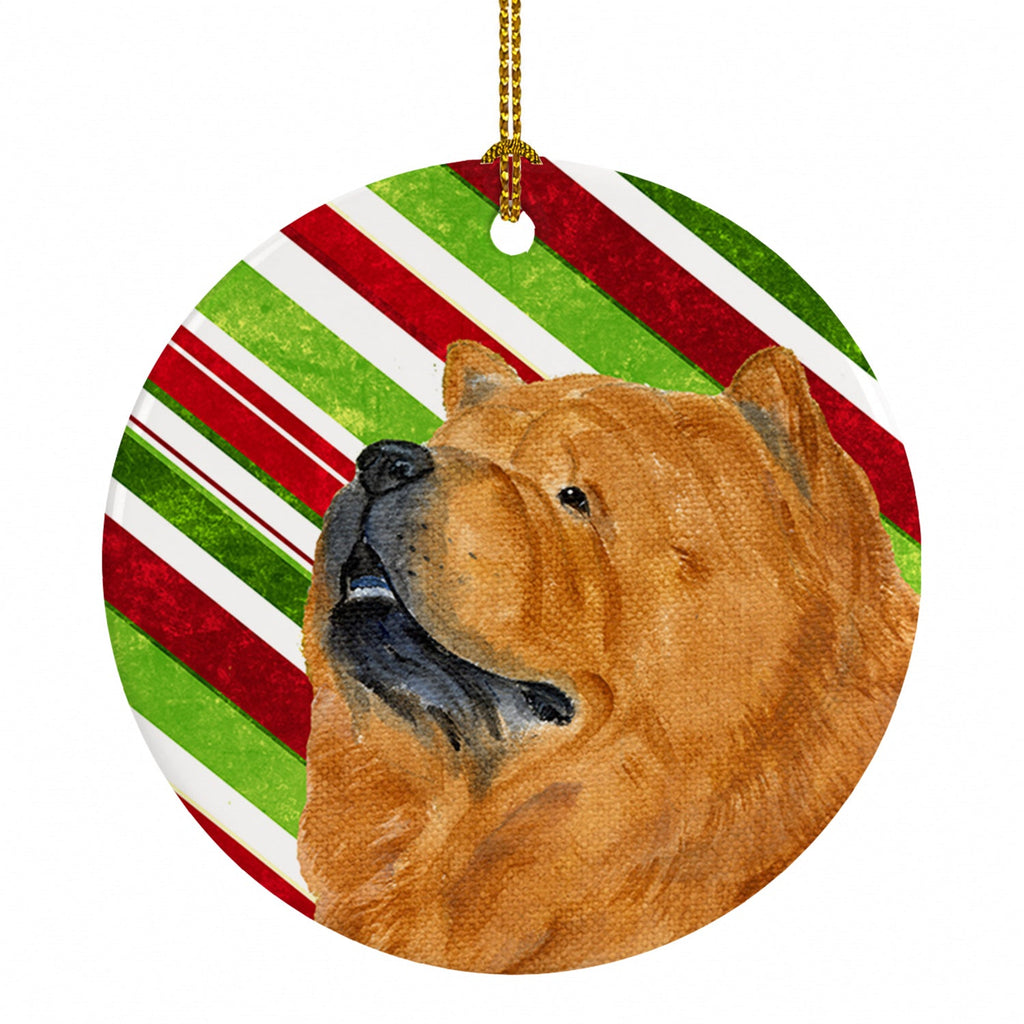 Chow Chow Candy Cane Holiday Christmas Ceramic Ornament Christmas Tree Hanging Decorations for Home Christmas Holiday, Party, Gift, 3 in, Multicolor