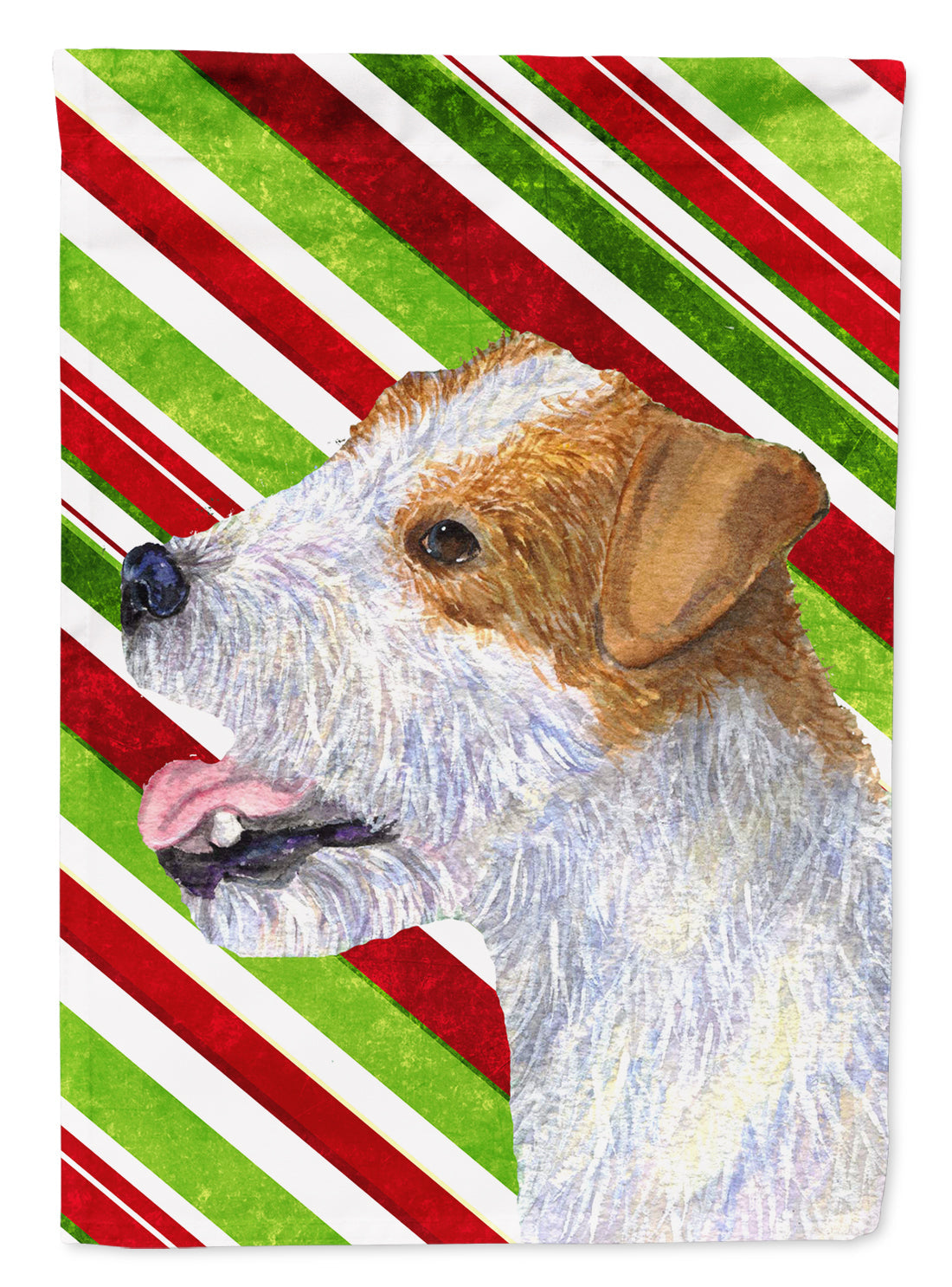 Jack Russell Terrier Candy Cane Holiday Christmas Garden Flag Mailbox Decorative Yard Banner Outside Patio Artwork for Flower Beds, Garden Size, Multicolor