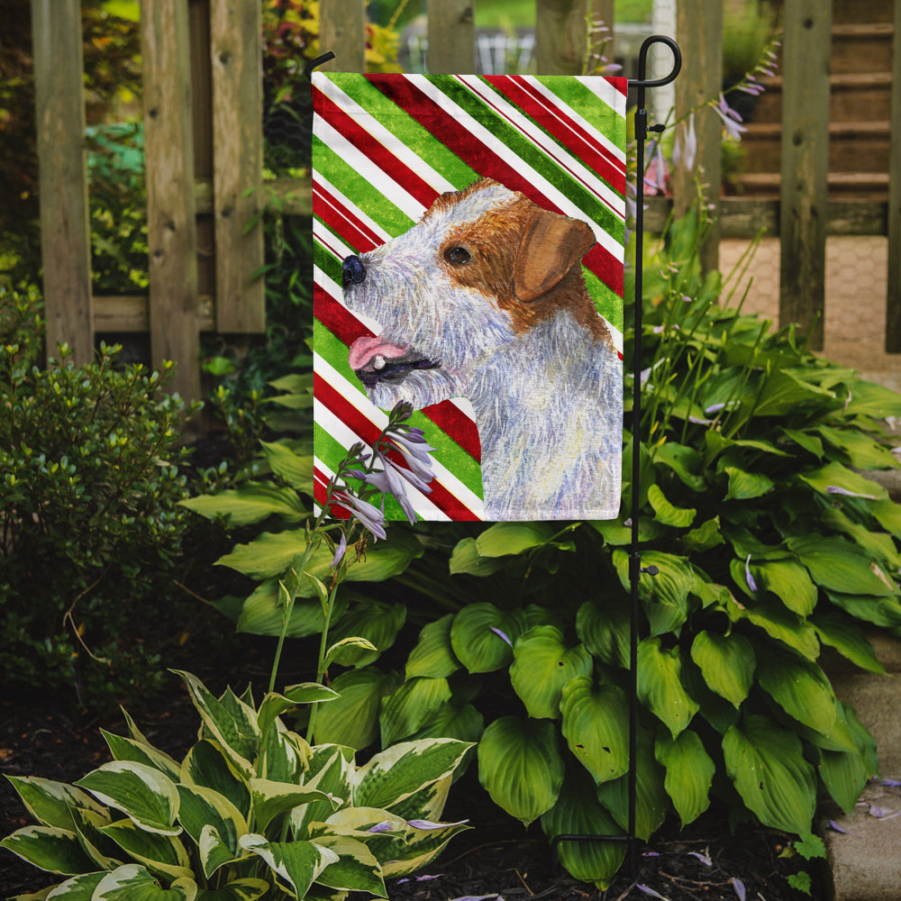 Jack Russell Terrier Candy Cane Holiday Christmas Garden Flag Mailbox Decorative Yard Banner Outside Patio Artwork for Flower Beds, Garden Size, Multicolor