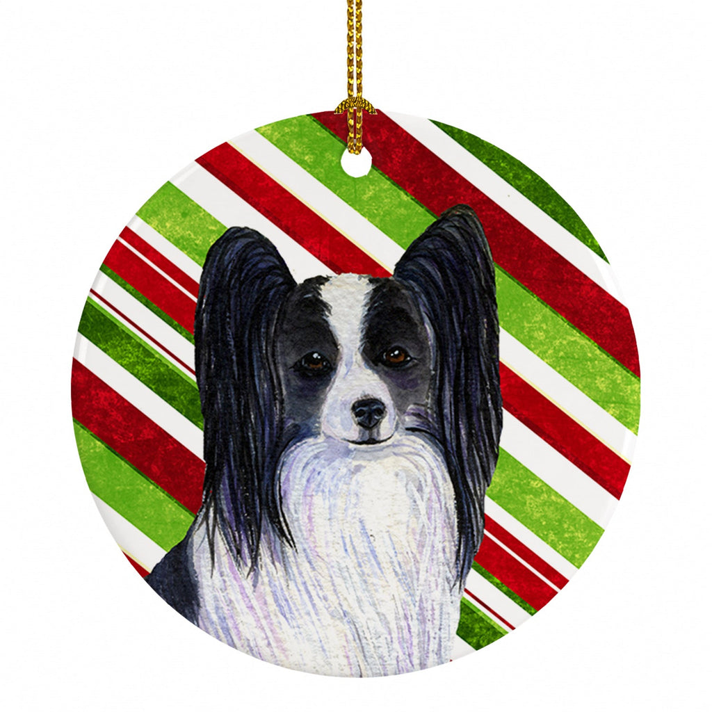 Papillon Candy Cane Holiday Christmas Ceramic Ornament Christmas Tree Hanging Decorations for Home Christmas Holiday, Party, Gift, 3 in, Multicolor