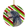 Irish Wolfhound Candy Cane Holiday Christmas Ceramic Ornament Christmas Tree Hanging Decorations for Home Christmas Holiday, Party, Gift, 3 in, Multicolor