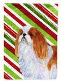 English Toy Spaniel Candy Cane Holiday Christmas Garden Flag Mailbox Decorative Yard Banner Outside Patio Artwork for Flower Beds, Garden Size, Multicolor