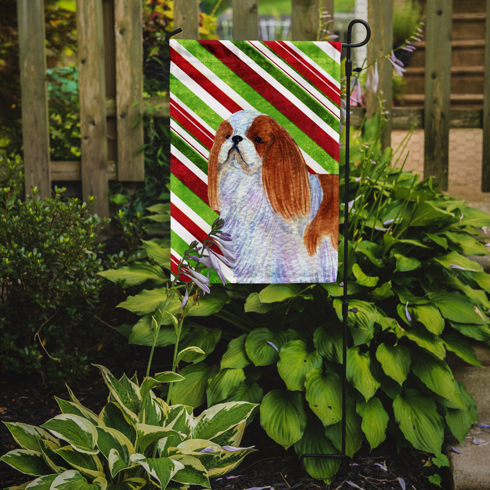 English Toy Spaniel Candy Cane Holiday Christmas Garden Flag Mailbox Decorative Yard Banner Outside Patio Artwork for Flower Beds, Garden Size, Multicolor