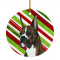 Boxer Candy Cane Holiday Christmas Ceramic Ornament Christmas Tree Hanging Decorations for Home Christmas Holiday, Party, Gift, 3 in, Multicolor