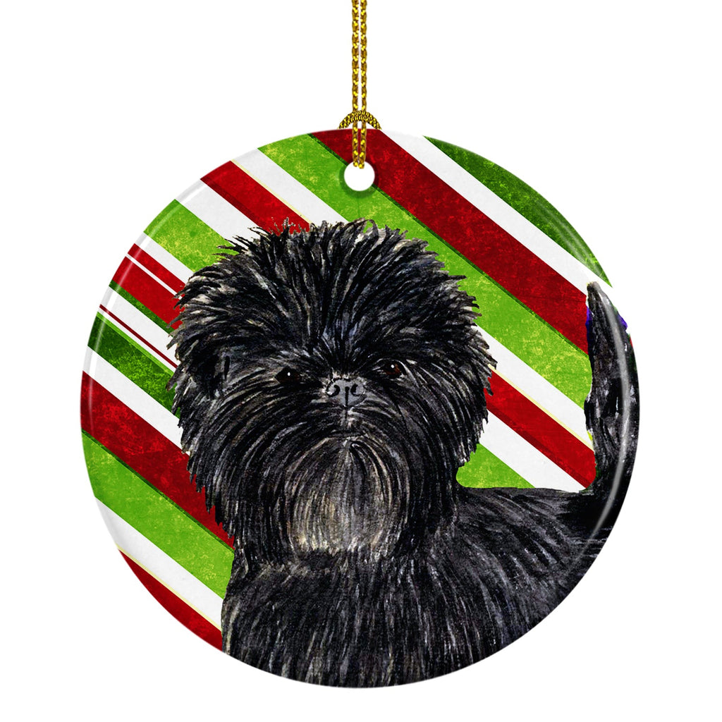 Affenpinscher Candy Cane Holiday Christmas Ceramic Ornament Christmas Tree Hanging Decorations for Home Christmas Holiday, Party, Gift, 3 in, Multicolor