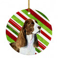 Springer Spaniel Candy Cane Holiday Christmas Ceramic Ornament Christmas Tree Hanging Decorations for Home Christmas Holiday, Party, Gift, 3 in, Multicolor
