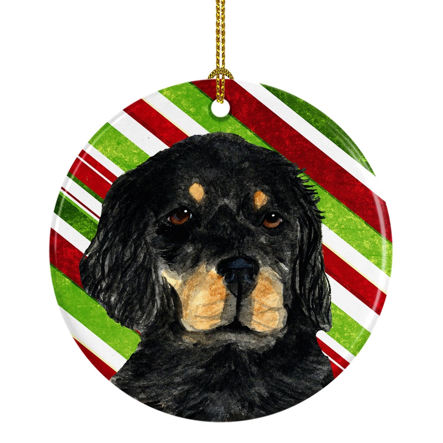 Gordon Setter Candy Cane Holiday Christmas Ceramic Ornament Christmas Tree Hanging Decorations for Home Christmas Holiday, Party, Gift, 3 in, Multicolor