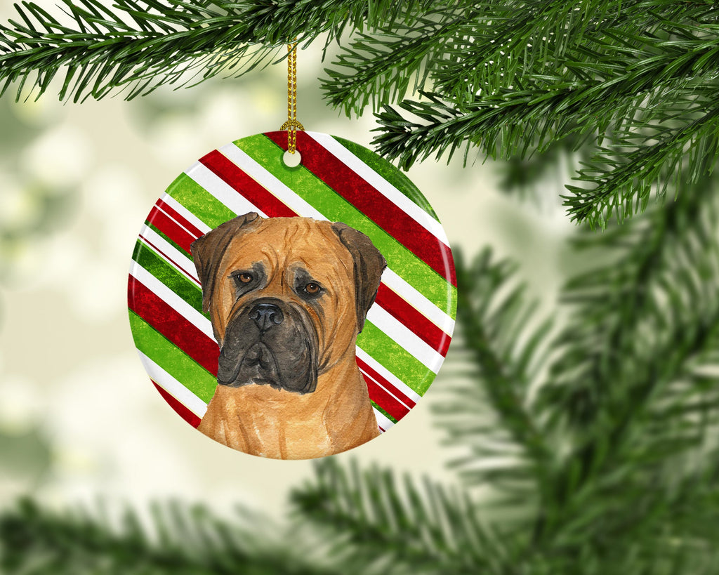 Bullmastiff Candy Cane Holiday Christmas Ceramic Ornament Christmas Tree Hanging Decorations for Home Christmas Holiday, Party, Gift, 3 in, Multicolor