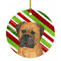 Bullmastiff Candy Cane Holiday Christmas Ceramic Ornament Christmas Tree Hanging Decorations for Home Christmas Holiday, Party, Gift, 3 in, Multicolor