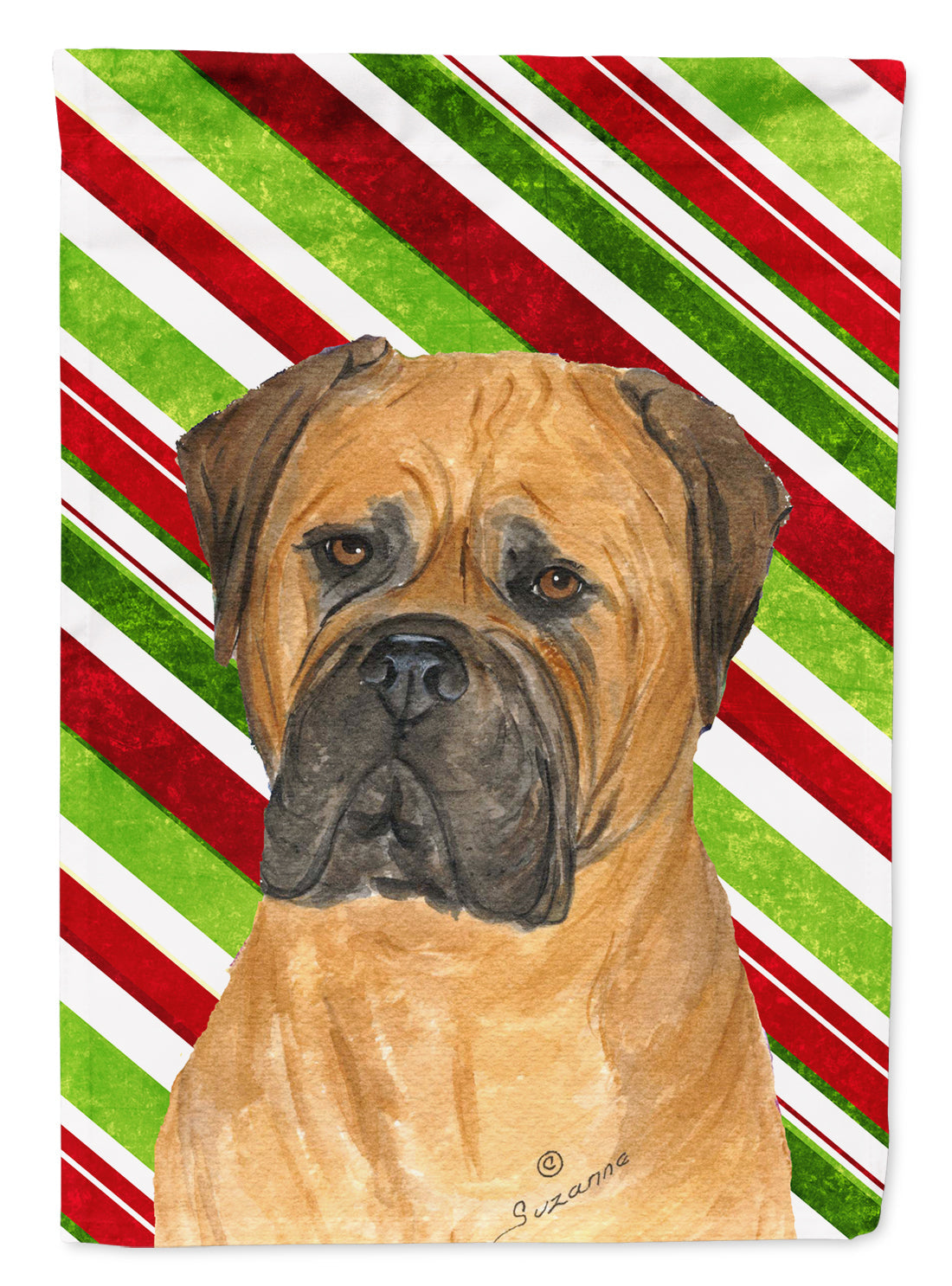 Bullmastiff Candy Cane Holiday Christmas Garden Flag Mailbox Decorative Yard Banner Outside Patio Artwork for Flower Beds, Garden Size, Multicolor