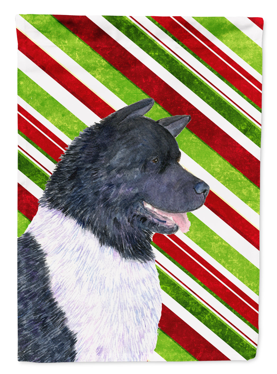 Akita Candy Cane Holiday Christmas Garden Flag Mailbox Decorative Yard Banner Outside Patio Artwork for Flower Beds, Garden Size, Multicolor