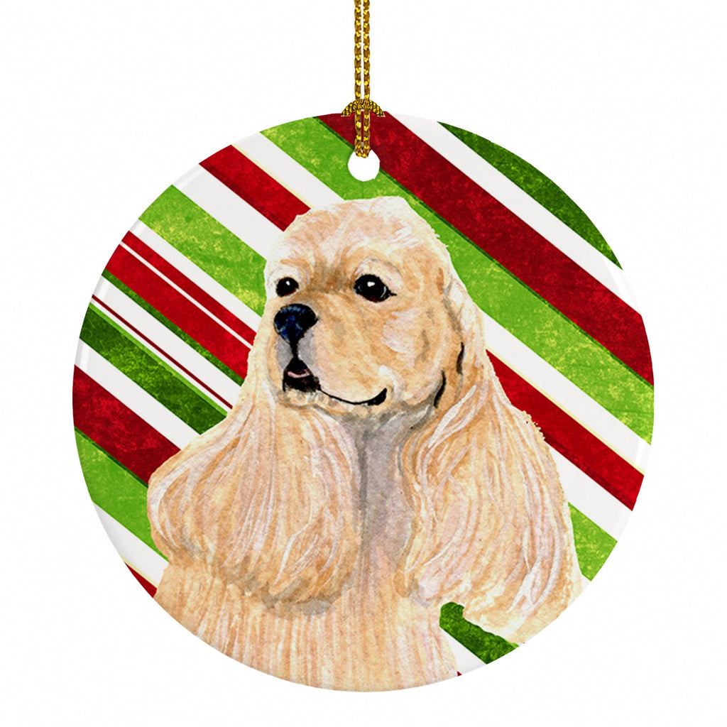 Cocker Spaniel Candy Cane Holiday Christmas Ceramic Ornament Christmas Tree Hanging Decorations for Home Christmas Holiday, Party, Gift, 3 in, Multicolor