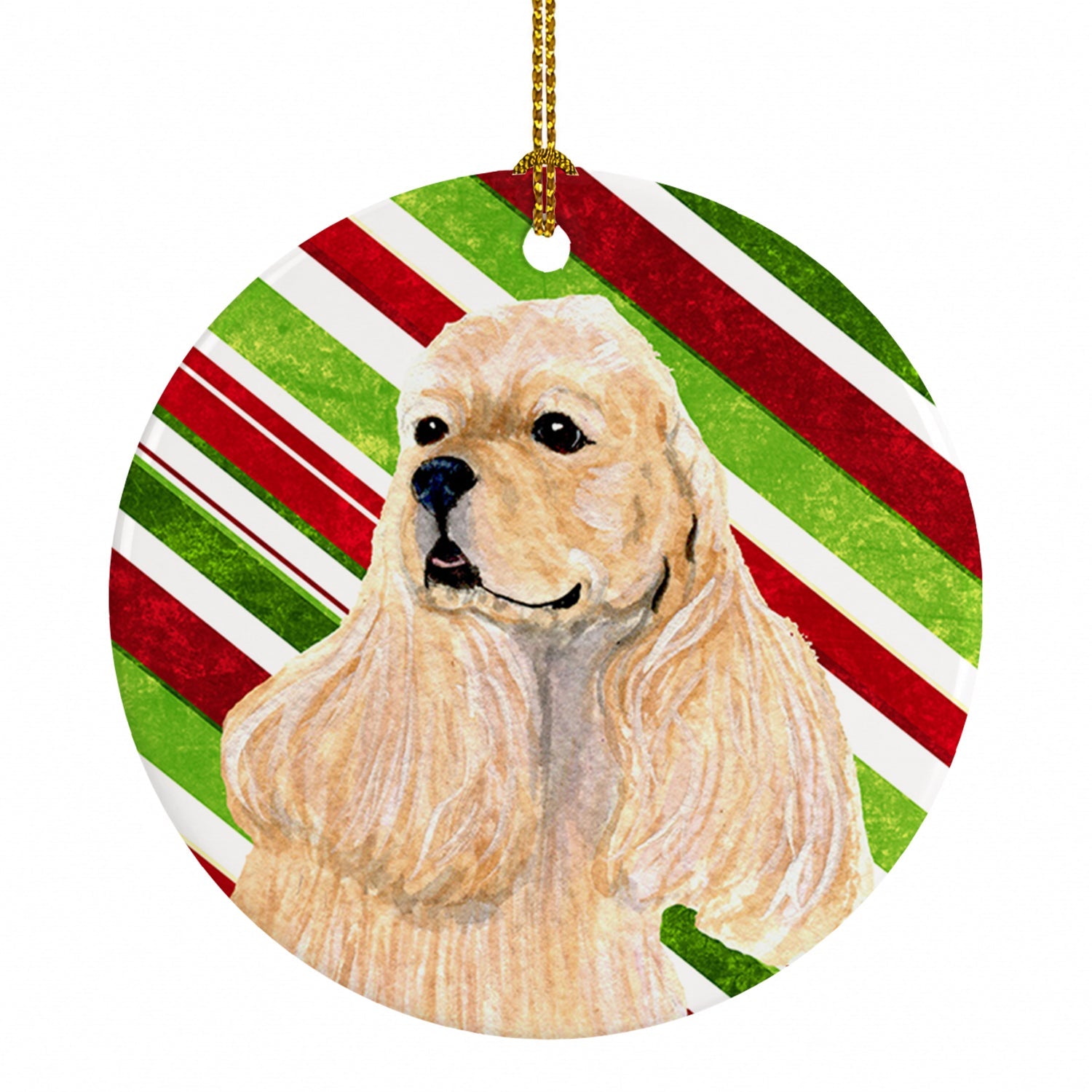 Cocker Spaniel Candy Cane Holiday Christmas Ceramic Ornament Christmas Tree Hanging Decorations for Home Christmas Holiday, Party, Gift, 3 in, Multicolor