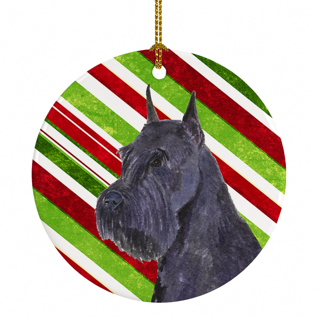 Schnauzer Candy Cane Holiday Christmas Ceramic Ornament Christmas Tree Hanging Decorations for Home Christmas Holiday, Party, Gift, 3 in, Multicolor