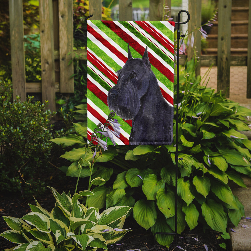Schnauzer Candy Cane Holiday Christmas Garden Flag Mailbox Decorative Yard Banner Outside Patio Artwork for Flower Beds, Garden Size, Multicolor