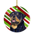 Rottweiler Candy Cane Holiday Christmas Ceramic Ornament Christmas Tree Hanging Decorations for Home Christmas Holiday, Party, Gift, 3 in, Multicolor