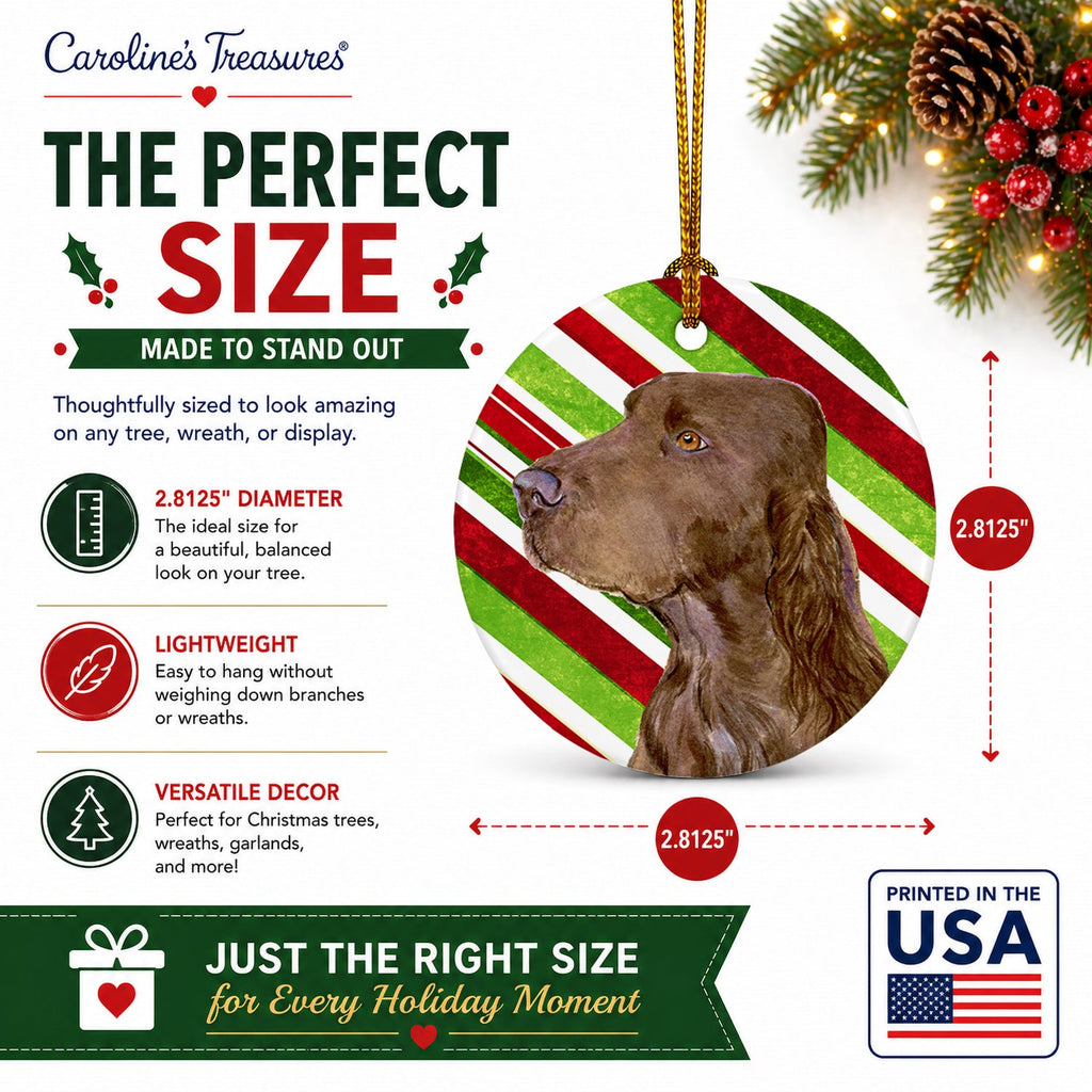 Field Spaniel Candy Cane Holiday Christmas Ceramic Ornament Christmas Tree Hanging Decorations for Home Christmas Holiday, Party, Gift, 3 in, Multicolor