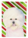 Bichon Frise Candy Cane Holiday Christmas Garden Flag Mailbox Decorative Yard Banner Outside Patio Artwork for Flower Beds, Garden Size, Multicolor