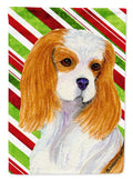 Cavalier Spaniel Candy Cane Holiday Christmas Garden Flag Mailbox Decorative Yard Banner Outside Patio Artwork for Flower Beds, Garden Size, Multicolor