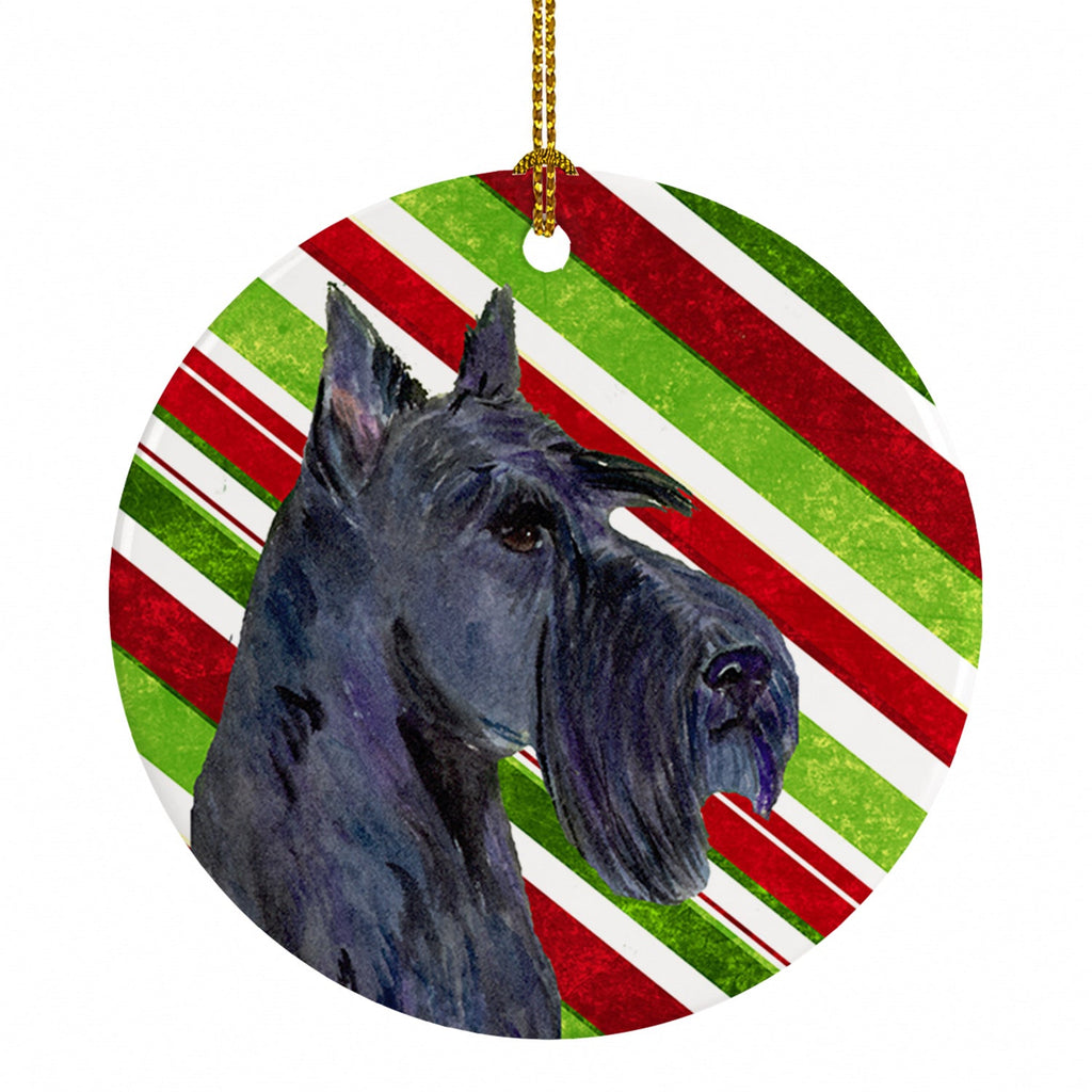 Scottish Terrier Candy Cane Holiday Christmas Ceramic Ornament Christmas Tree Hanging Decorations for Home Christmas Holiday, Party, Gift, 3 in, Multicolor