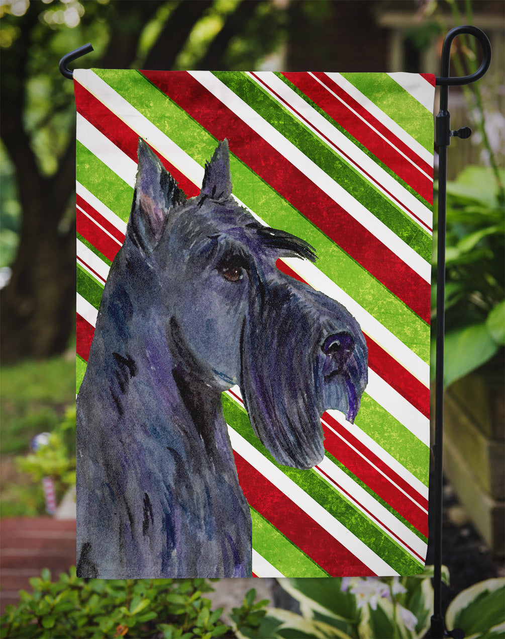 Scottish Terrier Candy Cane Holiday Christmas Garden Flag Mailbox Decorative Yard Banner Outside Patio Artwork for Flower Beds, Garden Size, Multicolor