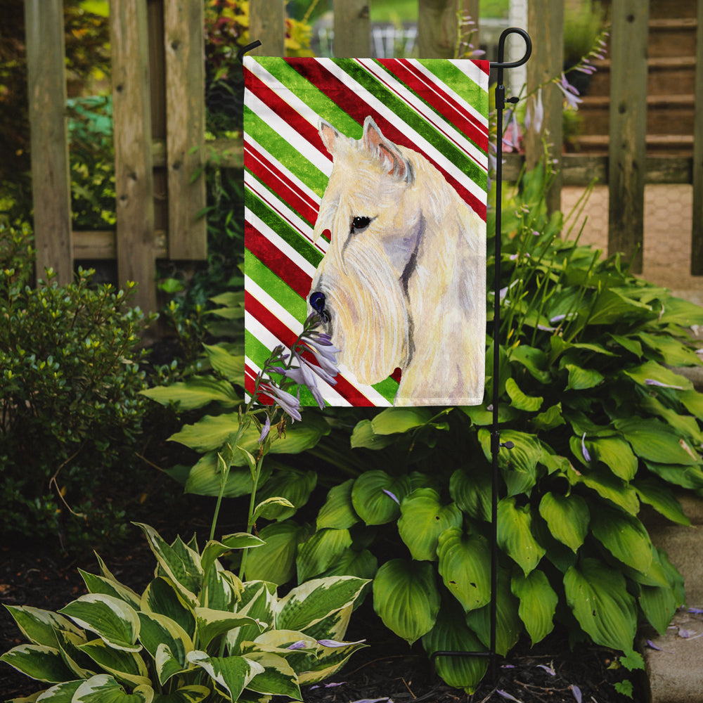 Scottish Terrier Candy Cane Holiday Christmas Garden Flag Mailbox Decorative Yard Banner Outside Patio Artwork for Flower Beds, Garden Size, Multicolor