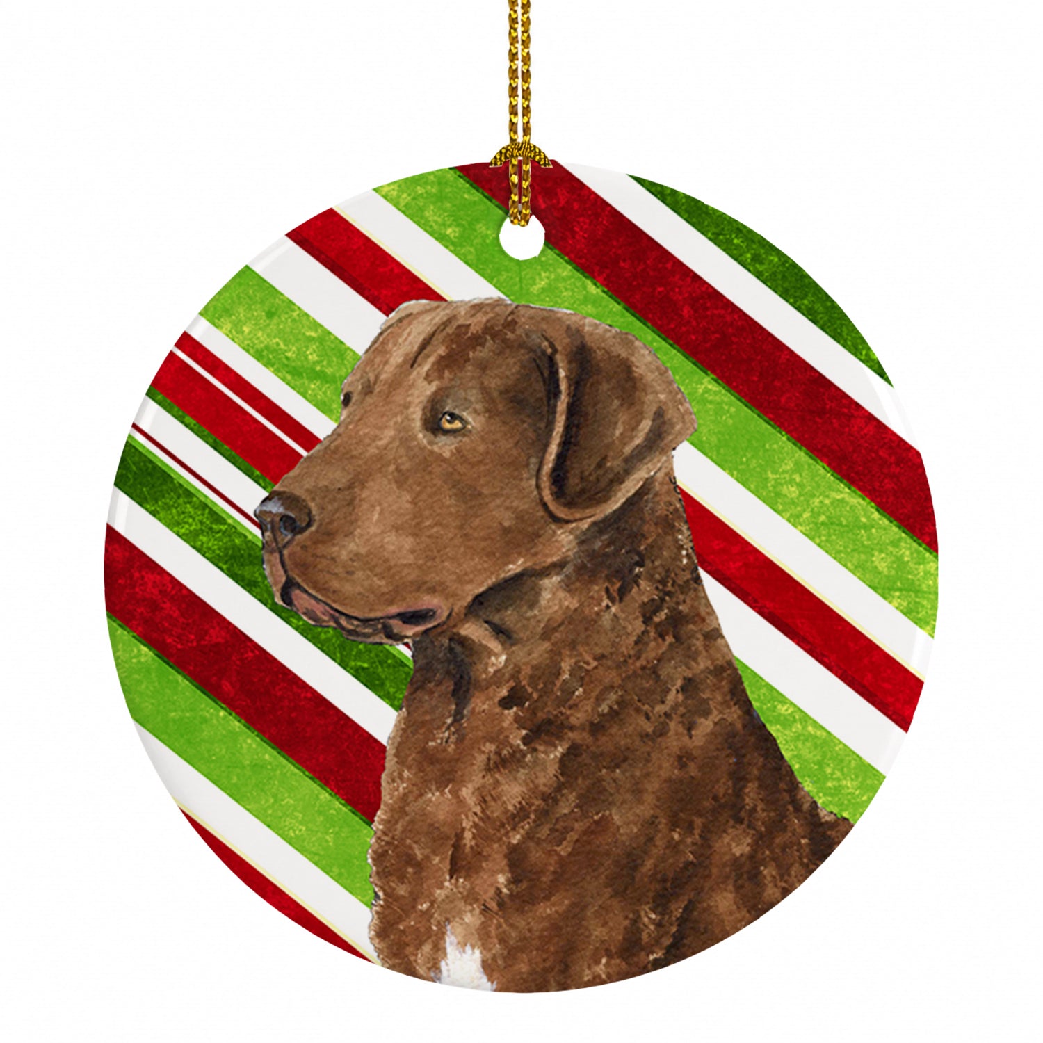 Chesapeake Bay Retriever Candy Cane Holiday Christmas Ceramic Ornament Christmas Tree Hanging Decorations for Home Christmas Holiday, Party, Gift, 3 in, Multicolor