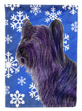 Skye Terrier Winter Snowflakes Holiday Garden Flag Mailbox Decorative Yard Banner Outside Patio Artwork for Flower Beds, Garden Size, Multicolor