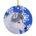 Siberian Husky Winter Snowflakes Holiday Ceramic Ornament Christmas Tree Hanging Decorations for Home Christmas Holiday, Party, Gift, 3 in, Multicolor