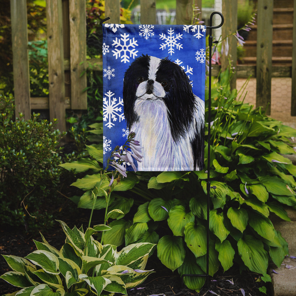Japanese Chin Winter Snowflakes Holiday Garden Flag Mailbox Decorative Yard Banner Outside Patio Artwork for Flower Beds, Garden Size, Multicolor
