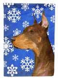 Doberman Winter Snowflakes Holiday Garden Flag Mailbox Decorative Yard Banner Outside Patio Artwork for Flower Beds, Garden Size, Multicolor