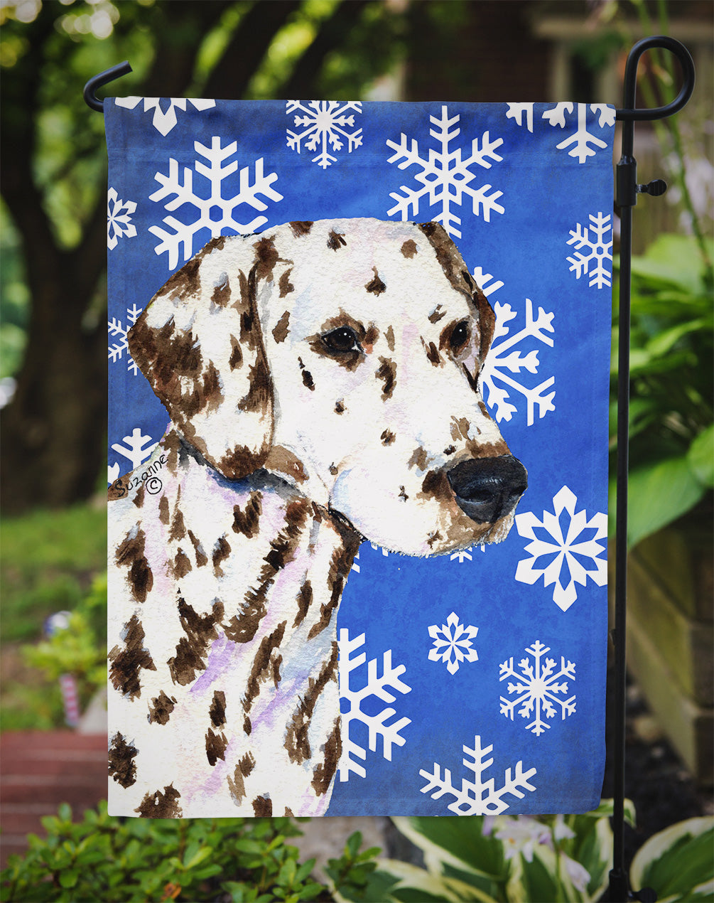 Dalmatian Winter Snowflakes Holiday Garden Flag Mailbox Decorative Yard Banner Outside Patio Artwork for Flower Beds, Garden Size, Multicolor
