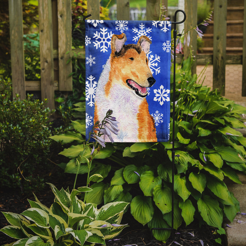 Collie Smooth Winter Snowflakes Holiday Garden Flag Mailbox Decorative Yard Banner Outside Patio Artwork for Flower Beds, Garden Size, Multicolor