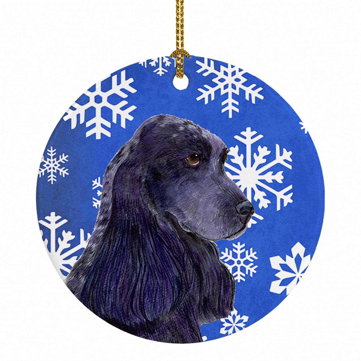 Cocker Spaniel Winter Snowflakes Holiday Ceramic Ornament Christmas Tree Hanging Decorations for Home Christmas Holiday, Party, Gift, 3 in, Multicolor