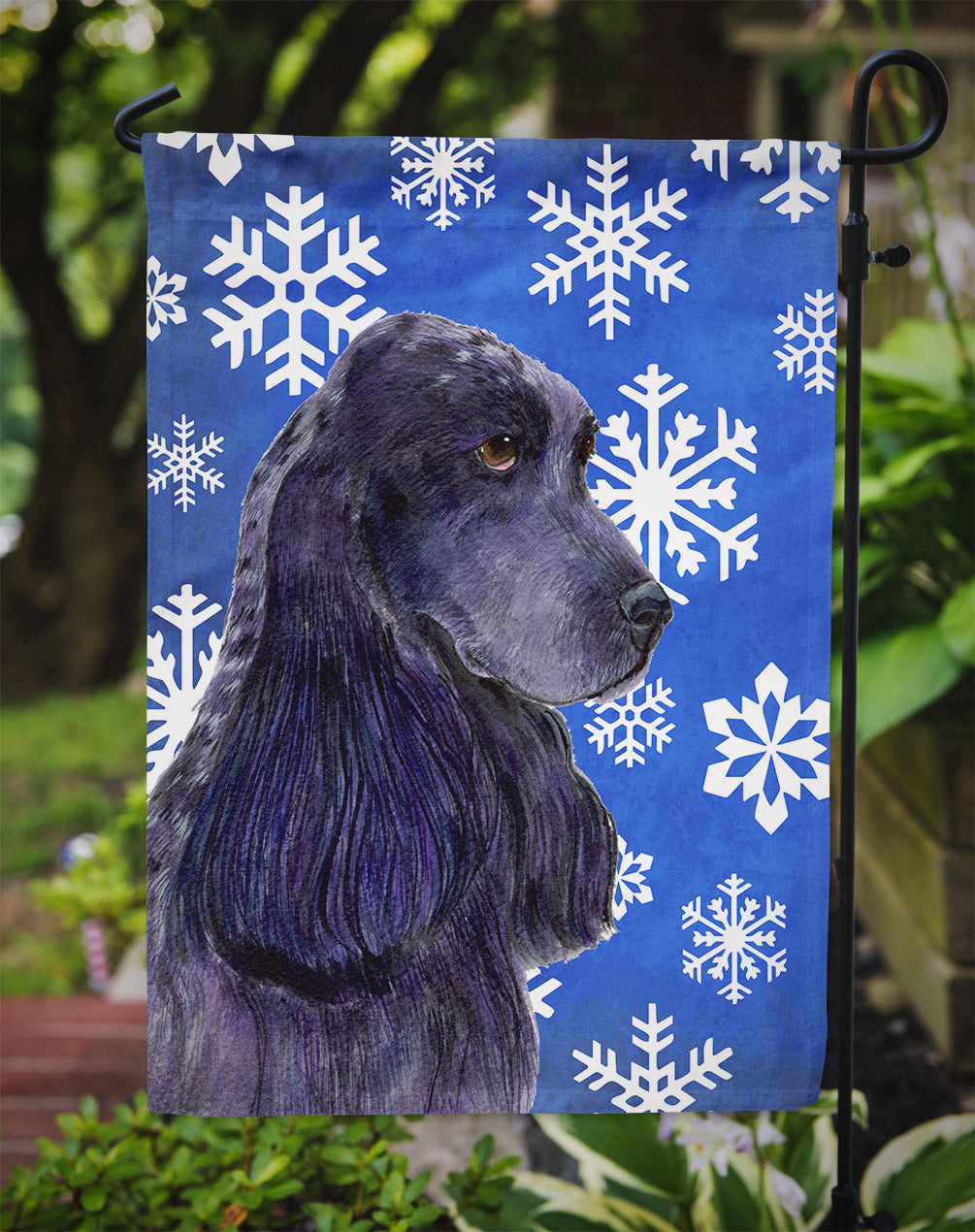Cocker Spaniel Winter Snowflakes Holiday Garden Flag Mailbox Decorative Yard Banner Outside Patio Artwork for Flower Beds, Garden Size, Multicolor
