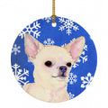 Chihuahua Winter Snowflakes Holiday Ceramic Ornament Christmas Tree Hanging Decorations for Home Christmas Holiday, Party, Gift, 3 in, Multicolor