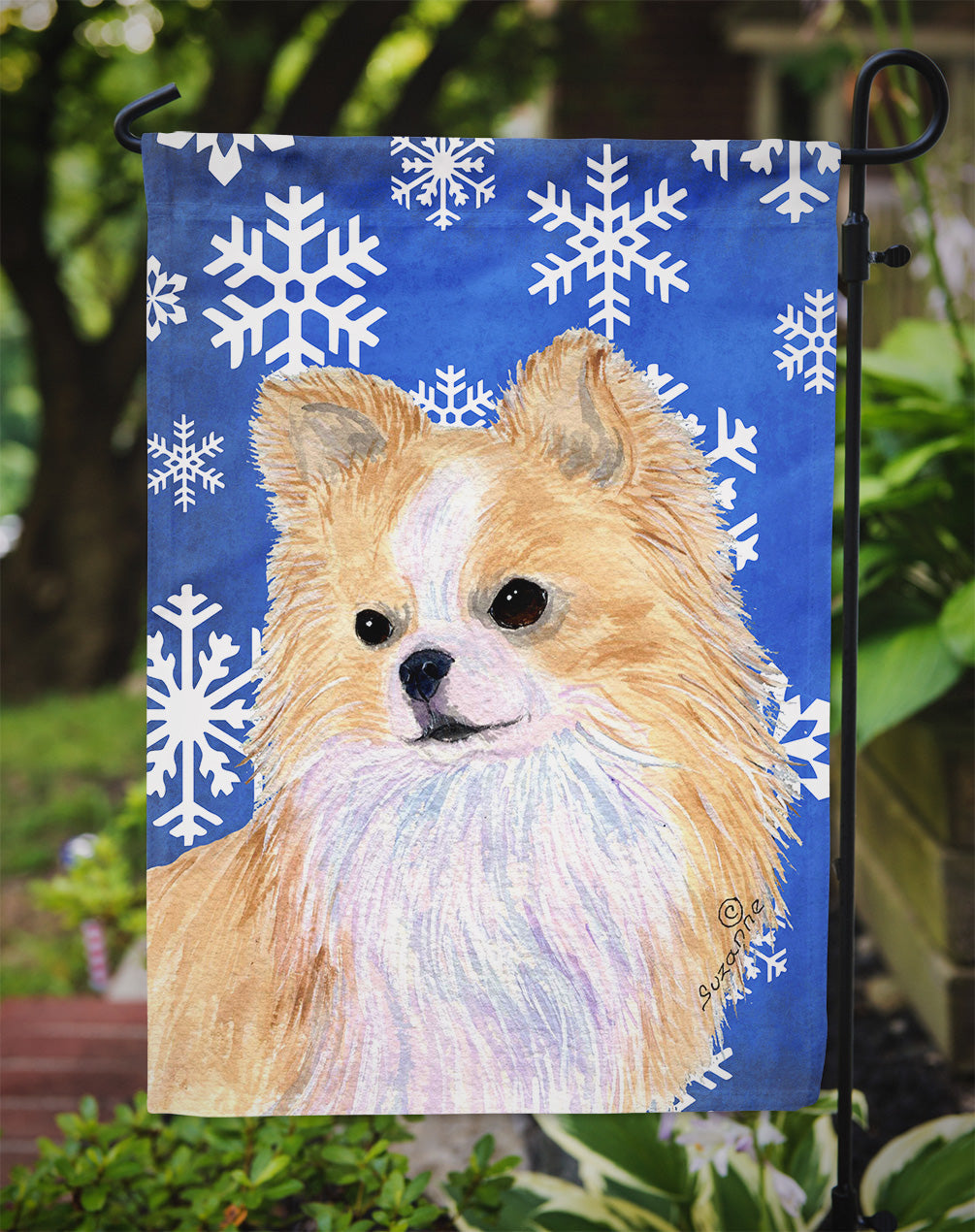 Chihuahua Winter Snowflakes Holiday Garden Flag Mailbox Decorative Yard Banner Outside Patio Artwork for Flower Beds, Garden Size, Multicolor