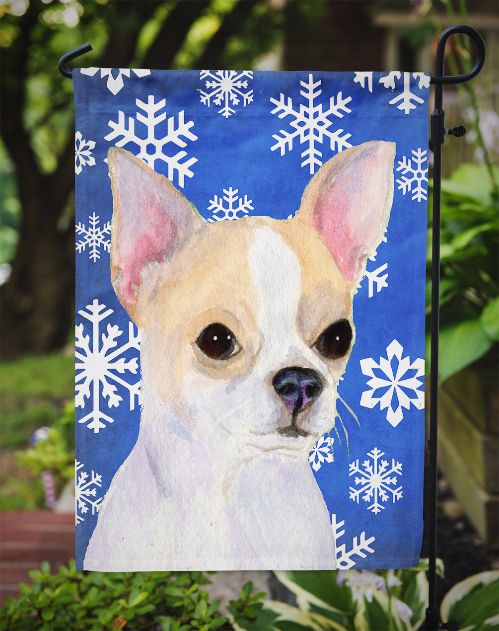 Chihuahua Winter Snowflakes Holiday Garden Flag Mailbox Decorative Yard Banner Outside Patio Artwork for Flower Beds, Garden Size, Multicolor