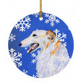 Borzoi Winter Snowflakes Holiday Ceramic Ornament Christmas Tree Hanging Decorations for Home Christmas Holiday, Party, Gift, 3 in, Multicolor