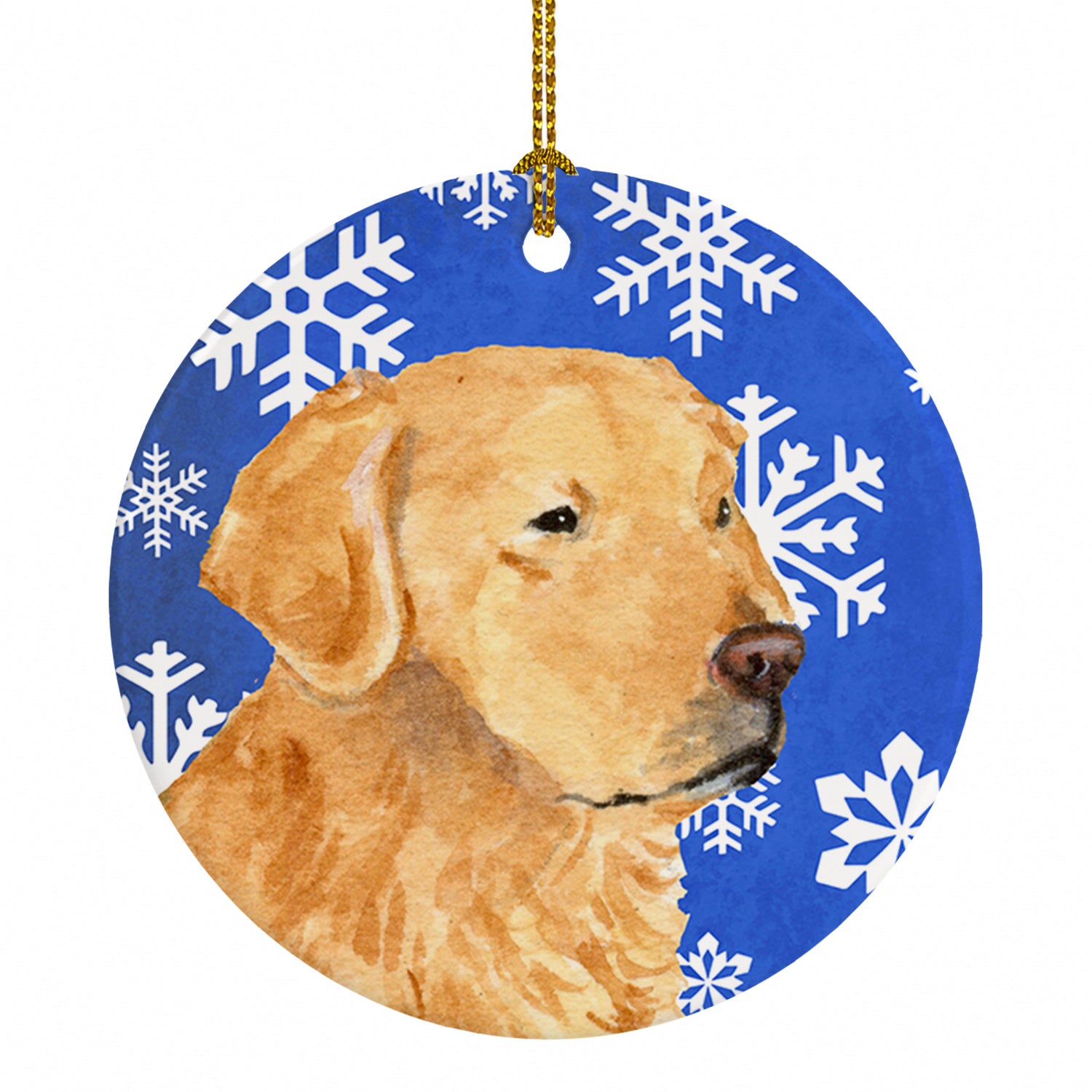 Golden Retriever Winter Snowflakes Holiday Ceramic Ornament Christmas Tree Hanging Decorations for Home Christmas Holiday, Party, Gift, 3 in, Multicolor