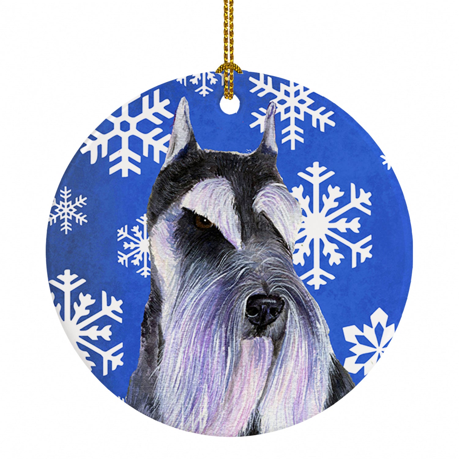 Schnauzer Winter Snowflakes Holiday Ceramic Ornament Christmas Tree Hanging Decorations for Home Christmas Holiday, Party, Gift, 3 in, Multicolor